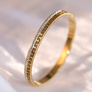 1 chiếc vòng tay Zirconia sang trọng, thiết kế khảm họa tiết hình học, trang'sức thời trang thanh lị