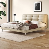Red Bed Bedroom Genuine Leather Italian Wood Soft Leather Bed Simple Simple Lord Modern Extreme Mode