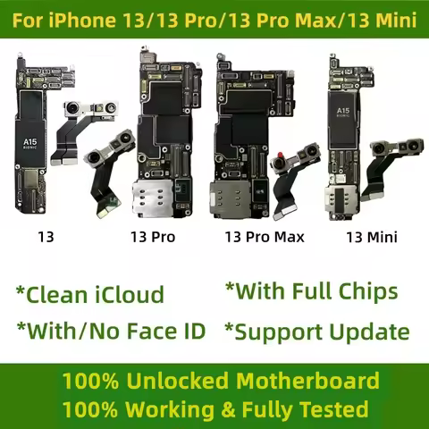 100% Working For iPhone 13 Pro/Pro Max Clean iCloud Motherboard With Face ID Logic Board Unlocked Fo