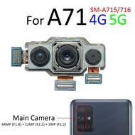 ด้านหน้าเทเลโฟโต้แมโครความลึกสูงสุดด้านหลังหลักกล้องเซลฟี่สายเคเบิ้ลยืดหยุ่นสำหรับ Samsung Galaxy A41 A51 A71 4G 5G A715ชิ้นส่วนซ่อม A716