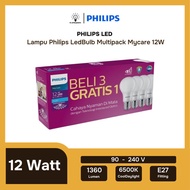 PUTIH Philips LED Lamp [PACK] Bulb 12-98W E27 6500K 230V A60-MyCare (White)