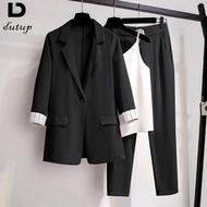 [Office Wear] Women's Formal Set Plus Size 3 Pcs Set Blazer + Flare Long Pants + Inner Top