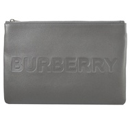 BURBERRY 8052884 烙印LOGO小牛皮拉鍊萬用手拿包.灰