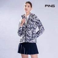 【PING】女款印花防風透氣防潑水薄外套-米白-2L