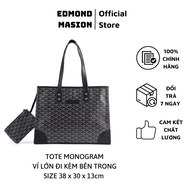 Túi Tote EDMOND MASION MONOGRAM kèm ví keychain EDM đựng vừa laptop 15inch size 38cm