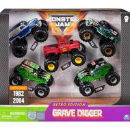Monster Jam Grave Digger Monster Truck 5Pc Value Pack: 1:64 Scale Retro Die-Cast Gift Set With Iconi