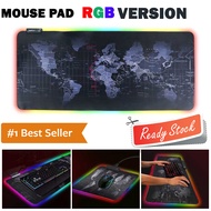 Gaming Mouse Pad XL Desk Mat Peta Dunia + RGB LED Mousepad Keren Tatakan Alas Mause Mose Keyboard Ke