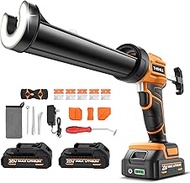 THIS HILL 10oz /300ml Electric Caulking Gun,20V Battery Powered Caulk Gun w/Two 2.0Ah Battery,4 Spee
