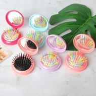 Foldable mini comb mirror to take anywhere, cute style foldable handheld massage comb