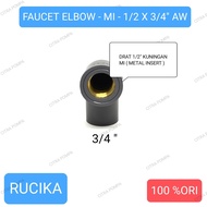 RUCIKA 1/2 X 3/4 AW FAUCET ELBOW KUNINGAN / KNEE DRAT KUNINGAN 1/2" x 3/4"AW / KENI DRAT KUNINGAN 1/