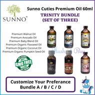 SUNNO Cuties Cold Pressed Oil 60ml Trinity Bundle (Walnut/Flaxseed/Avocado/Baby Blend/Coconut/Pumpki