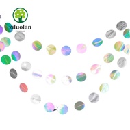 ZILUOLAN Circle Garland, Iridescent /4M Length Paper Banner, Decoration Silver Paper Shiny Iridescen
