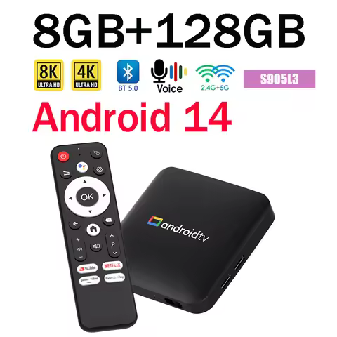 New 2026 Smart TV Box H96 MAX S905L3 Android 14.0 4K BT Google Voice Remote Media Player Home Androi