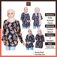 FC Mart Floral Blouse / Blouse Muslimah Bunga / Women Long Sleeves Top / Baju Perempuan Lengan Panjang / Blause Wanita
