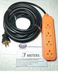 7 meters Super Heavy Duty Extension wire cord 4 gang outlet welding outlet Royal cord 2.0mm #14