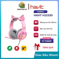 [Speed Delivery] Headphone HAVIT H2233D Pink Taboo Gaming Headset, Driver 50mm, RGB Light, Noise-Canceling Mic - Genuine