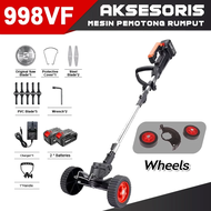 🔥998VF🔥Mesin Rumput Cordless Grass Cutter Machine Electric Lawn Mower with Wheel Portable Lithium Ba