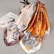 T Classy All-Match Simulation Silk Square Scarf Female 90cm * 90cm Spring Autumn Pastoral Stylefrenc