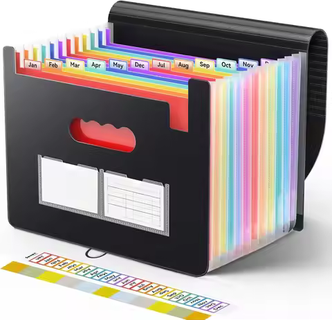 Accordion File Organizer, 13 Pockets Expanding File Folder, Portable Monthly Paper Bill Tax Receipt 