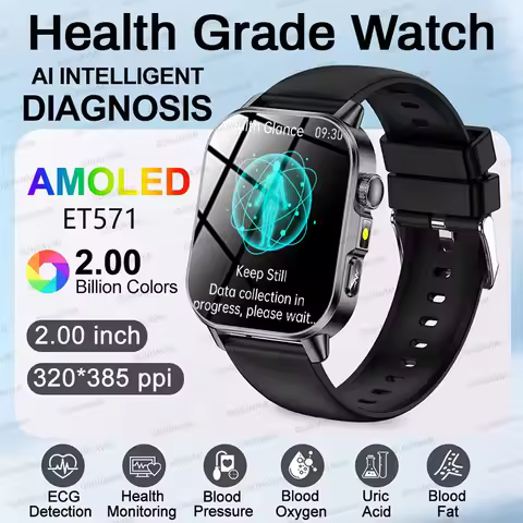 AI Health Analysis Nursing Grad ECG+PPG Monitor SmartWatch ECG+PPG Blood Pressure Lipids Uric Acid C