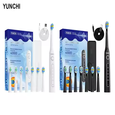 Yunchi Sonic Electric Toothbrush Y5 USB Rechargeable 5 Modes 2 Mins Timer Tooth Brush with Replaceab
