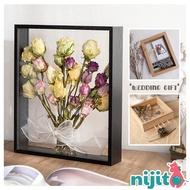 Nijito - Natural Wooden Photo Frame with Double Panel Glass Minimalist Transparent Wooden Frame Gift Box Weeding Door Gift