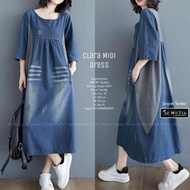 (BAYAR DITEMPAT) CLARA MIDI DRESS / dress jeans jumbo oversize dress