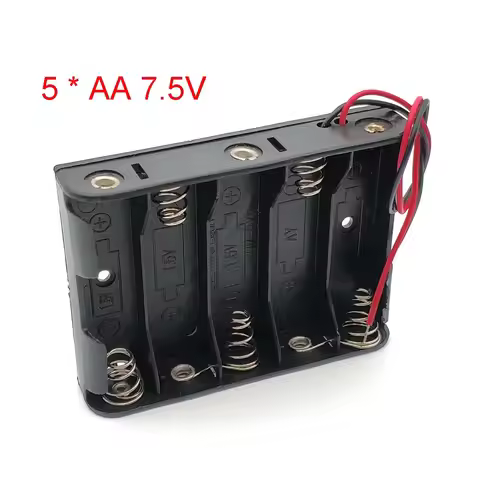 Plastic Battery Storage Case Box Holder For 5 X AA 5xAA 2A 7.5V Wire Leads
