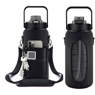 Half Gallon Water Bottle with Sleeve 64 OZ 2000ML Motivational Water Bottle with Straw & Time Marker