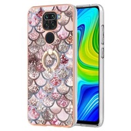 全城熱賣 - 適用於小米 紅米 Note 9 / 紅米10X 4G 邊框A款IMD圖案TPU手機殼 帶指環扣（粉鱗片）