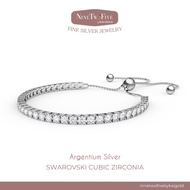 Women's Silver Bracelet with Swarovski CZ Italian Silver Argentium High Quality Elegant Luxury Women