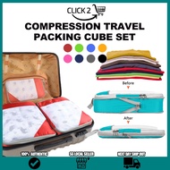 🔥SG🔥Compression Travel Packing Cube Set/ 4pcs Luggage Organiser/ Space Saving Bag/ Large Compression Nylon Travel Bag