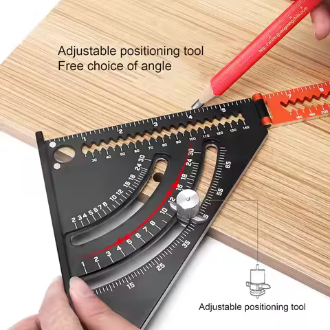 7/12 Inch Carpentry Triangle Ruler Adjustable Multi Function Carpenter Layout Square Woodworking Too