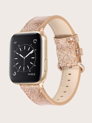 1入Apple Watch手帶/錶帶，高端豪華珠光銅色皮革錶帶，適用於Apple Watch Ultra 2 1 Se S9 8 7 6 5 4 3 2 1系列，優雅與卓越，專為優雅高貴的女性而設計的智能手錶配件，選擇38mm、40mm、41mm、42mm、44mm、45mm、49mm等不同尺寸，可替換Apple Watch的錶包帶。