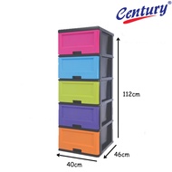 CENTURY 5 Tier Plastic Drawer | Plastic Drawer | Storage Cabinet | Clothes Organisers | Laci Baju Be