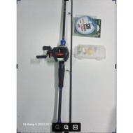 Green lure rod Combo with horizontal fishing rod