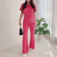 DELUNA - KYO One Set Knit Wanita - Setelan Atasan Bawahan Bahan Stretch Celana Cutbray