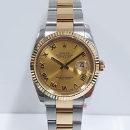 ROLEX勞力士 116233 Datejust 蠔式日誌 金色羅馬面盤 三版帶 錶徑36 自動上鍊 大眾當舖L657