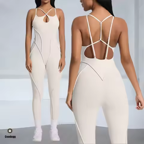 Pad Jumpsuit Women Workout Bodysuit Gym Sports Overall Sportswear Fitness Pilates Yoga Suit One Piec