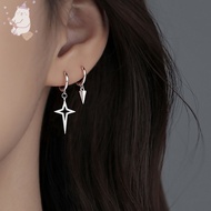 【E.five】 Female Asymmetric Earrings Premium Sense Hip Hop Cone Earrings Cross Star Earrings E