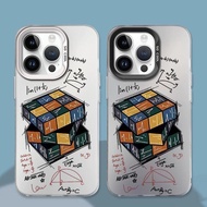 Case with Rubik's Cube Pattern Caiyin Technology IMD Hybrid Hard Silicone Anti-Fall for Oppo A7 A5S 