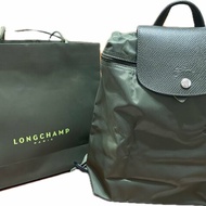 【全新品】代購．LONGCHAMP LE PLIAGE GREEN系列刺繡再生尼龍摺疊後背包