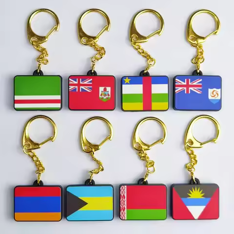 Car Key Tag 5PC National Flag Silicone Keychain Key Tag for Car Motorcycles Bag Luggage Tag Jewelry 