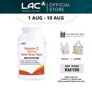 [Expiry Nov 2027] LAC Vitamin C 1000mg With Rose Hips (180 Tablets) for Immune Skin and Collagen