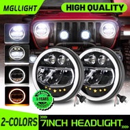 7Inch Wrangler LED Headlight H4 Hi/Low Beam Jeep Car Headlamp 6000K DRL 3500K Turn Signal light For 