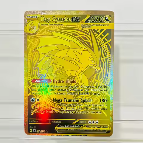 Mega Gyarados EX English Version DIY Gold Foil Texture Card, Perfect Condition Premium Anime Collect