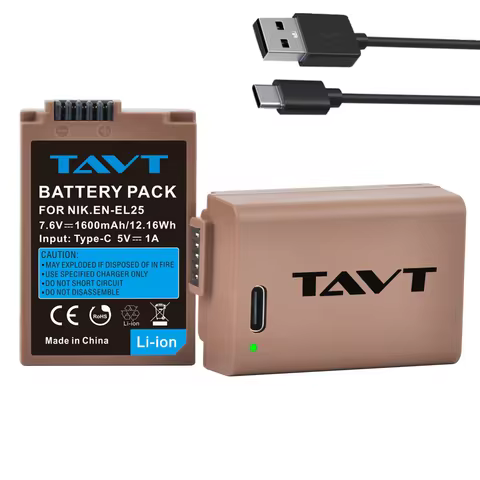 TAVT New EN-EL25 EN EL25 Battery with USB-C Charging Port for Nikon ENEL25 EN-EL25a Z30 Z50 ZFC Z50 