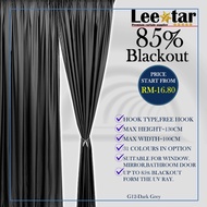 Langsir Naco (1Mx1.3M) Ready Made Curtain!!Siap Jahit Langsir,Langsir RAYA Kain Tebal 80% Blackout (2 IN 1)-G12-Dark Grey