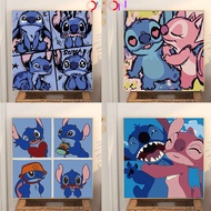 Lilo &amp; Stitch-cartoon 20 x 20cm DIY Oil Painting With Solid Wood Inner Frame, Brushes and Acrylic Pigment, Canvas Paint by Number Kits for Kids