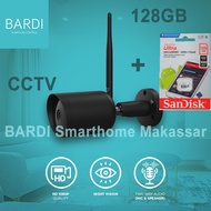 BARDI Outdoor IP Camera CCTV Wifi Mic Speaker + 128 Gb Sandisk MicroSD